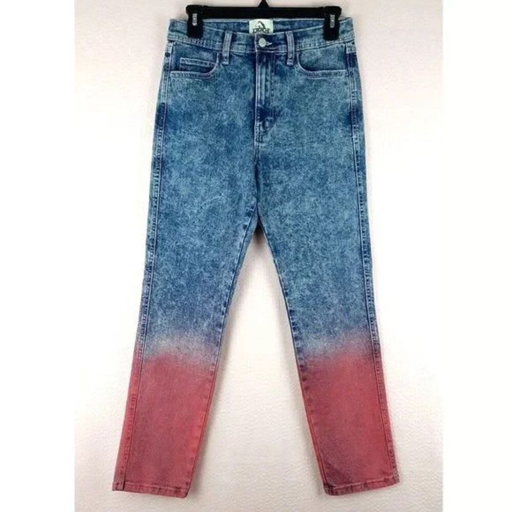 Jordache Vintage High Rise Dip Dye Ombre Jeans Red White Blue Size 29